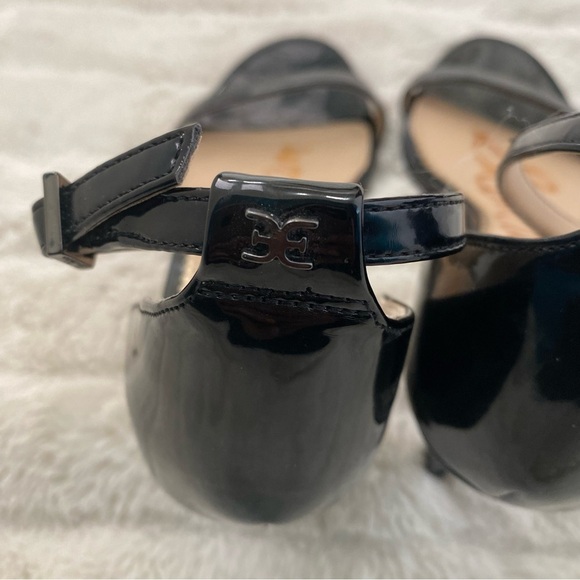 Sam Edelman Faux Patent Leather Ankle Strap Heels Black Size 8.5 - Picture 11 of 11